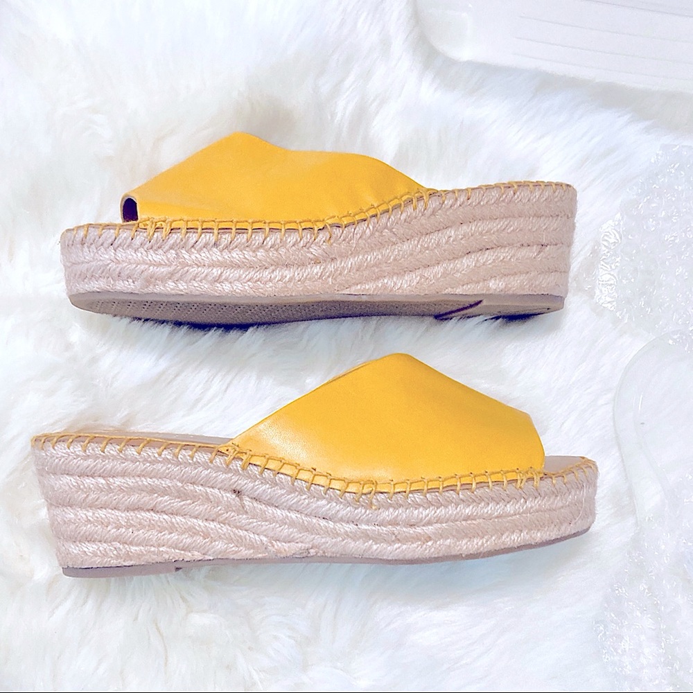 🆕FrancoSarto Yellow Leather Wedge Platform 👡 - Picture 3 of 16